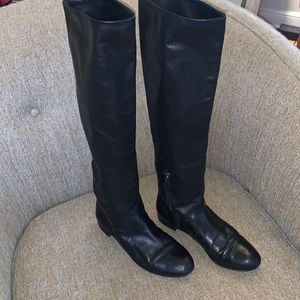 Prada knee high leather boots